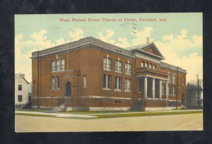 PORTLAND INDIANA WALNUT STREET CHURCH OF CHRIST VINTAGE POSTCARD 1910