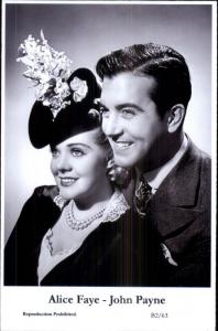 Actor Actress Duo SWIFTSURE 2000 - Postcard ALICE FAYE & JOHN PAYNE