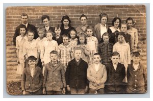 Vintage 1930's RPPC Postcard Depression Era School Children - Name on Back