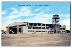 c1940 Engineering Hangar Key Field Exterior Meridian Massachusetts MA Postcard