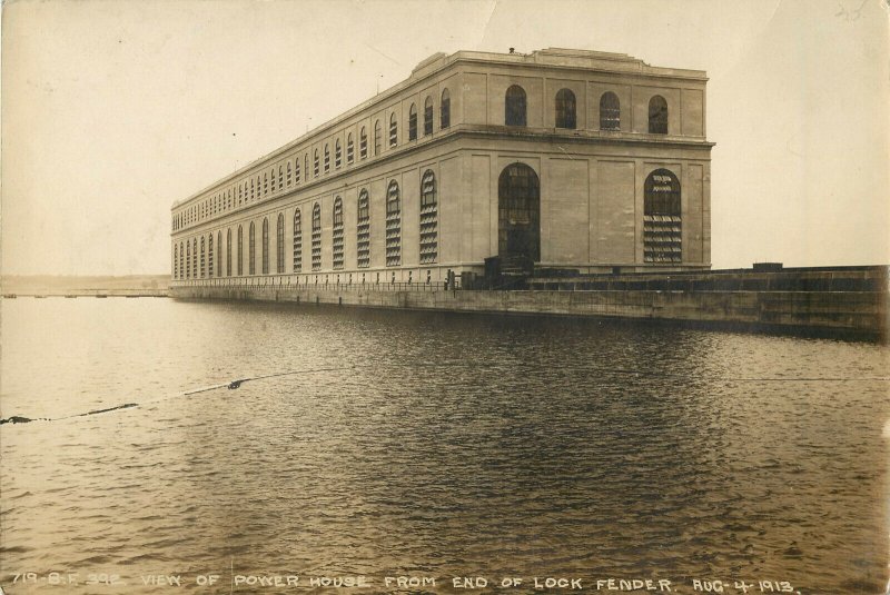 RPPC 6x9 Postcard View Power House From Fender Lock & Dam 19 Keokuk IA Oversized