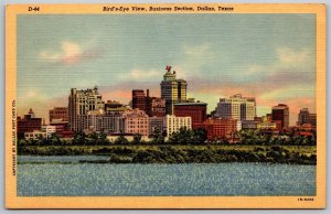 Vtg Dallas Texas TX Business Section Downtown Skyline 1940s View Linen Postcard