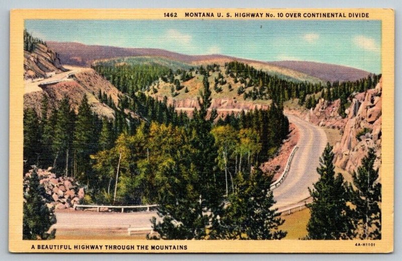 US Highway 10  Over Continental Divide  Montana  Postcard