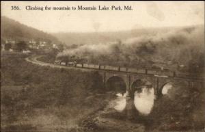 RR Train Mountain Lake Park MD c1910 Postcard