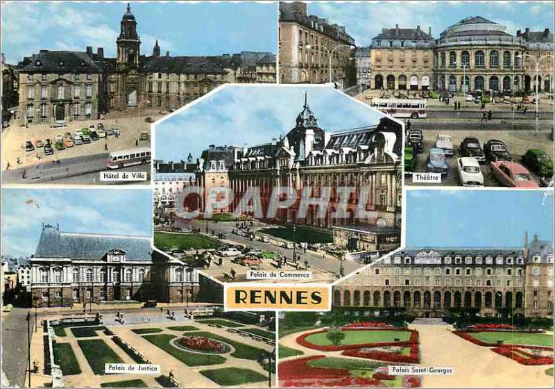 Postcard Rennes Modern Hotel City Palace Theater Trade