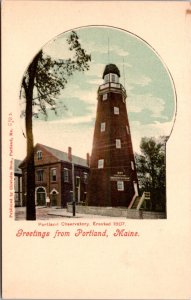 Postcard Portland Observatory Erected 1807 Greetings From Portland Maine