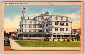 1930-40's CAPE MAY NEW JERSEY NJ COLONIAL HOTEL OLD CARS LINEN RICKERS POSTCARD