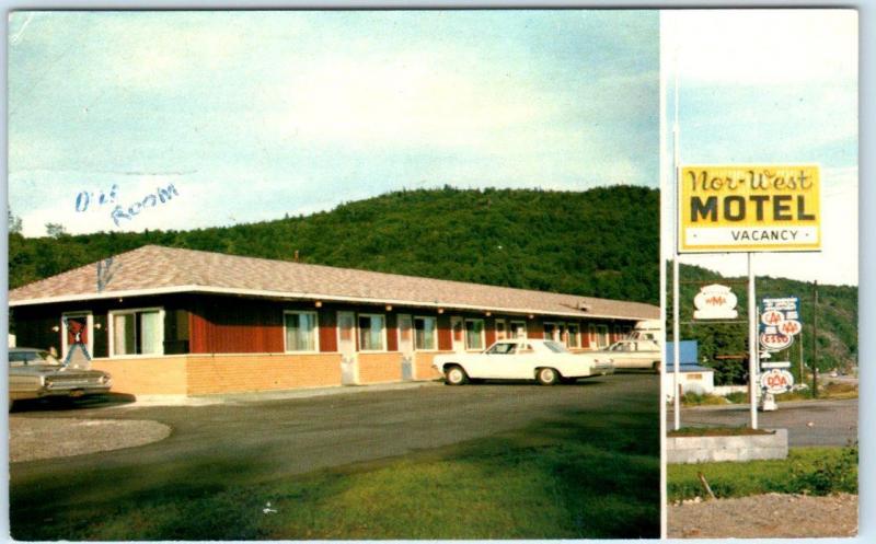 SCHREIBER, ONTARIO  Canada   Roadside  NOR-WEST MOTEL ca 1960s Cars   Postcard 