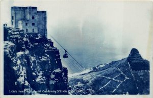 RPPC LION'S HEAD & AERIAL CABLEWAY ST CAPE TOWN SOUTH AFRICA REAL PHOTO POSTCARD