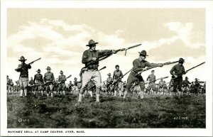 Vtg Postcard - Bayonet Drill At Camp Devens Ayer  Massachusetts MA UNP