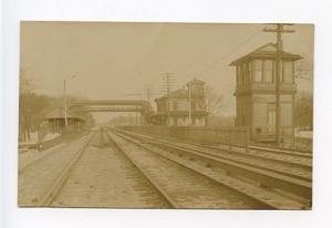 Hyde Park MA Railroad Station Train 2 RPPC Postcard