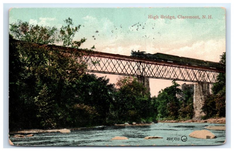 Postcard High Bridge, Claremont, NH 1909 F12