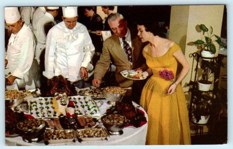 SEA ISLAND, Georgia GA ~ Sunday Night Buffet THE CLOISTER Chefs 1950s  Postcard