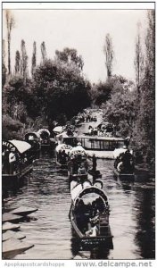 Mexico Xochimilco Gardens Flower Decked Boats Real Photo