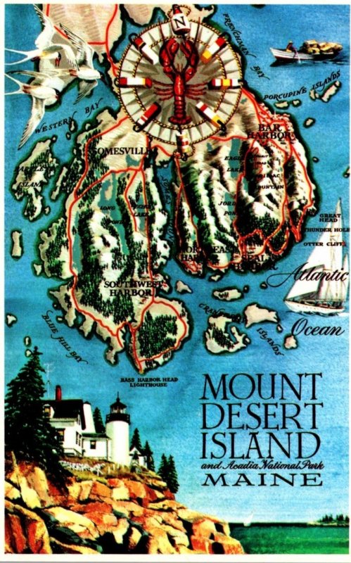 Map Of Mount Desert Island and Acadia National Park Maine