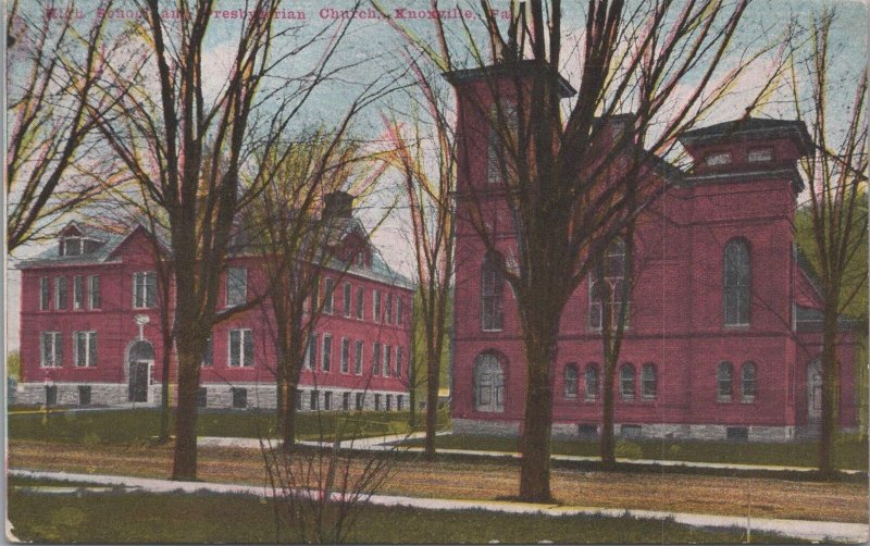 Postcard High School and Presbyterian Church Knoxville PA