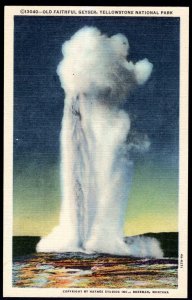 Wyoming YELLOWSTONE NATIONAL PARK Old Faithful Geyser erupts 66.3 Minutes Linen