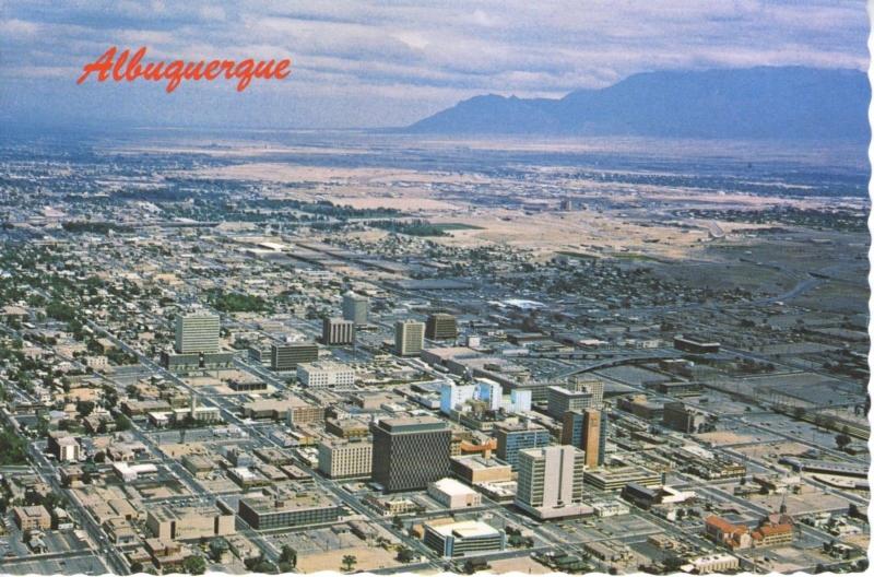 Albuquerque NM New Mexico Aerial View Sandia Mountain Vintage Postcard D10c