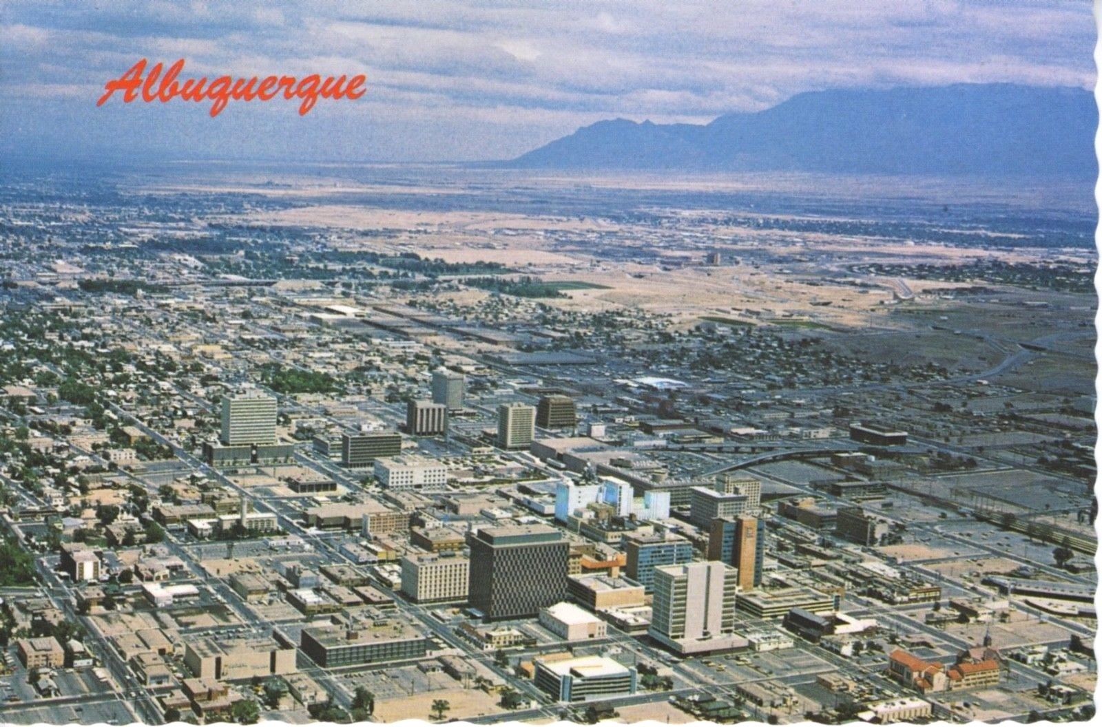 Albuquerque NM New Mexico Aerial View Sandia Mountain Vintage Postcard ...