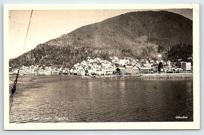 Postcard AK Ketchikan View of Harbor and Town RPPC Real Photo R03