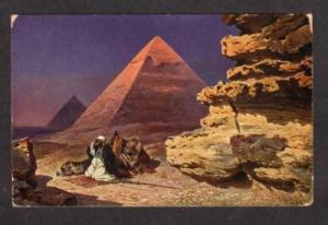 Egypt Pyramids Gizeh Artist Signed F Perlberg Postcard Egypte Carte Postale