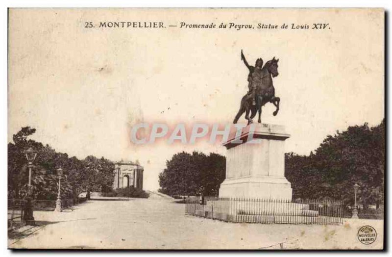 Old Postcard Montpellier Promenade du Peyrou Statue of Louis XIV