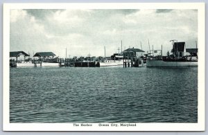 K17/ Ocean City Maryland Postcard c1930s Harbor Ships Boats Dock 210