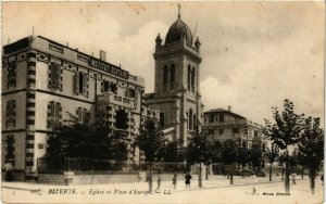 CPA AK TUNISIE BIZERTE-Église et Place d'Europe (238921)