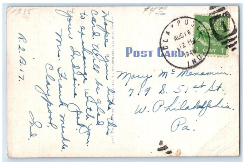 1946 Exterior View Kosciusko County Court House Warsaw Indiana Vintage Postcard