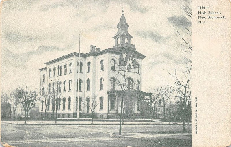 New Brunswick New Jersey c1906 Postcard High School 