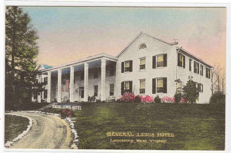 General Lewis Hotel Lewisburg West Virginia Albertype handcolored postcard