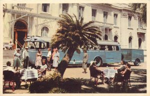 Postcard 1950s Swedish Trans European bus lines advertising TR24-3373