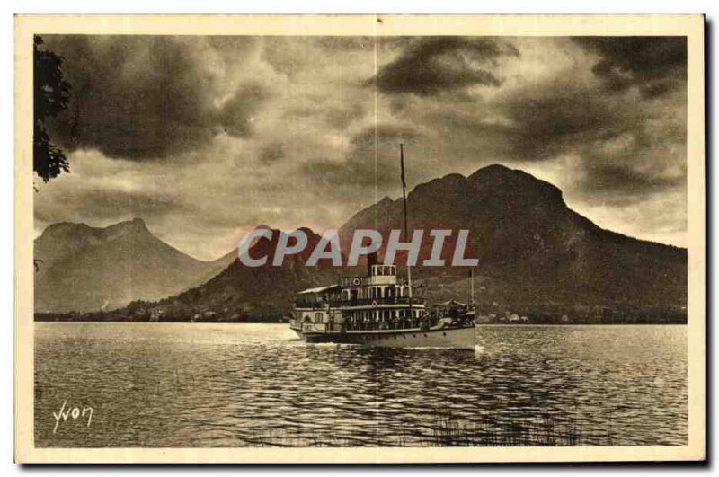 Old Postcard Annecy and its Lake Boat Walk Back