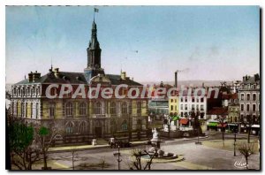 Old Postcard Roanne Place de Ville Hotel and the Hotel de Ville