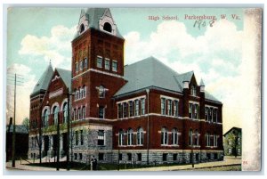 c1910 High School Exterior Building Parkersburg West Virginia Vintage Postcard