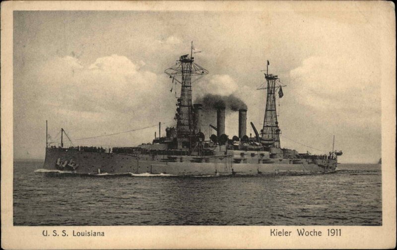 Battleship U.S.S. Louisiana Kieler Woche 1911 Vintage Postcard