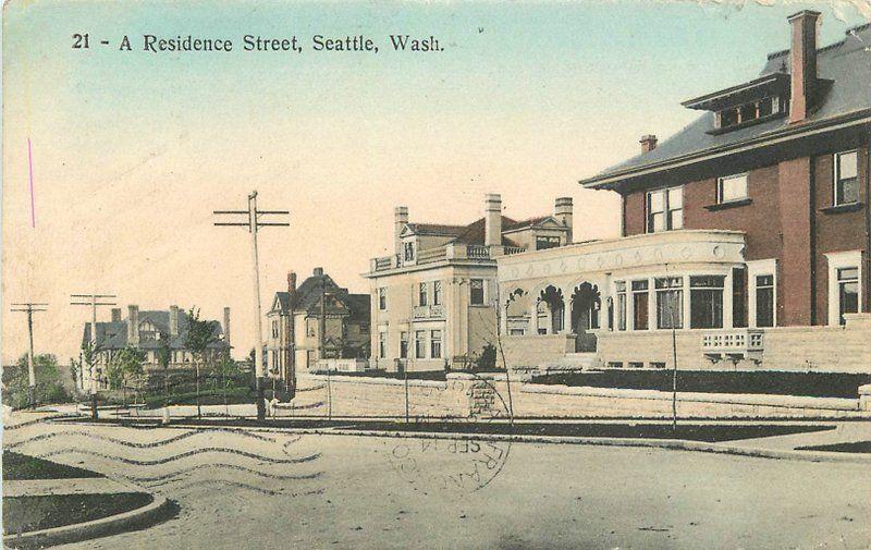 1909 Seattle Washington Residence Street hand colored Quaker hand colored 11966