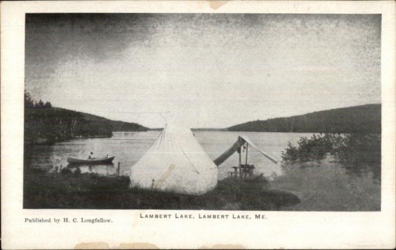 Tenting Camping - Lambert Lake ME c1910 Postcard