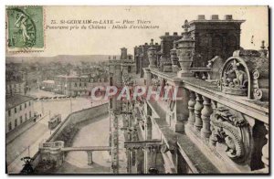 Postcard Old St Germain en Laye Panorama Place Thiers took the castle Details...