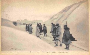 Men Trekking Summit White Pass Alaska 1910c Albertype postcard