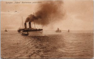 Dampfer 'Cobra' Ship German Steamship Blankenese Passierend Postcard H59 *as is