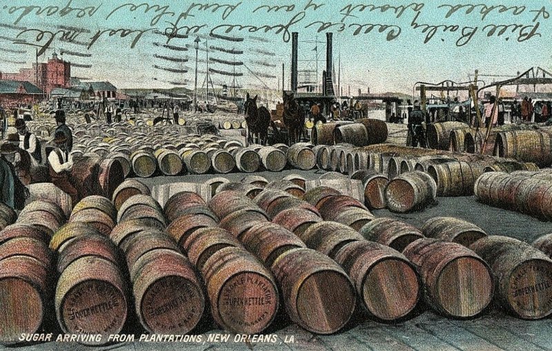 C.1907 Docks Steamers Barrels New Orleans, LA. Postcard P124 