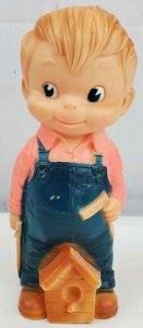 1968 J.L. Prescott Little Blonde Carpenter Rubber Squeak Toy Works Bib Overalls