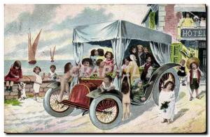 Postcard Old Automobile Babies Children