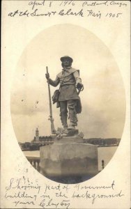 Lewis & Clark Expo Portland OR Statue Used Amateur Real Photo Postcard