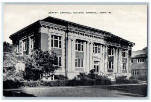 1940 Library Grinnell College Building Grinnell Iowa IA Vintage Antique Postcard