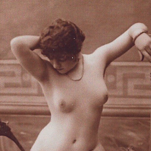 HR-14  French Nude Woman Risque 2X Imported Sepia Picture Postcard