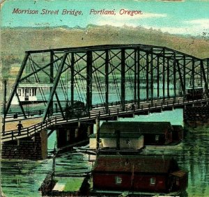 Portland Oregon OR Morrison Street Bridge 1911 Postcard Portland Post Card Co