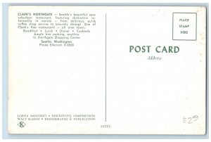Seattle Washington WA Postcard Clark's Northgate Restaurant Exterior c1960's