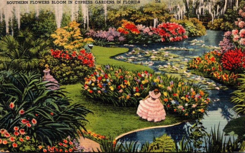 Florida Cypress Gardens Southern Flowers In Bloom 1950